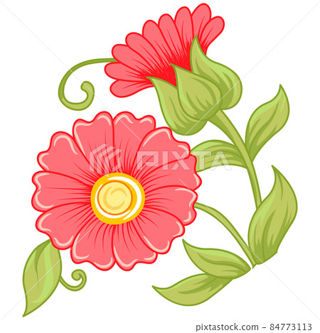 Tradition mughal motif, fantasy flowers in retro, vintage style. Element for design. Vector illustration. Isolated on white background.. Tradition mughal motif, fantasy flowers in retro, vintage style. Element for design. Vector illustration. Isolated on white background.. 84773113