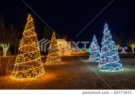 Night view of the beautiful Christmas decoration lights in Mitch Park 84773641