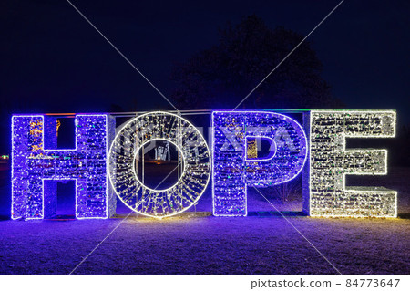 Night view of the beautiful Christmas decoration lights in Mitch Park Night view of the beautiful Christmas decoration lights in Mitch Park 84773647