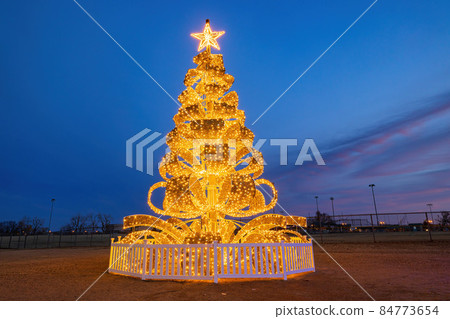 Night view of the beautiful Christmas decoration lights in Mitch Park Night view of the beautiful Christmas decoration lights in Mitch Park 84773654