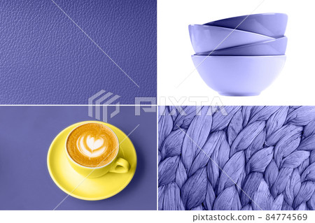 Creative collage in trendy very peri color. 84774569