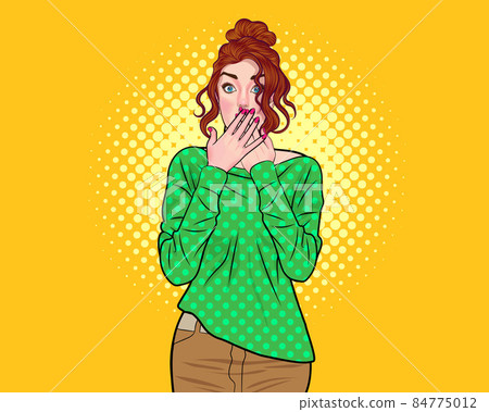 surprised woman and covered her mouth with her hands surprised woman and covered her mouth with her hands 84775012