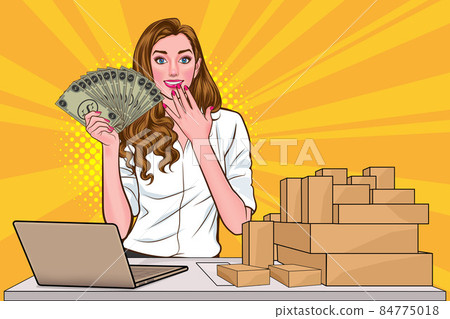 success woman smile holding money selling products online success woman smile holding money selling products online 84775018