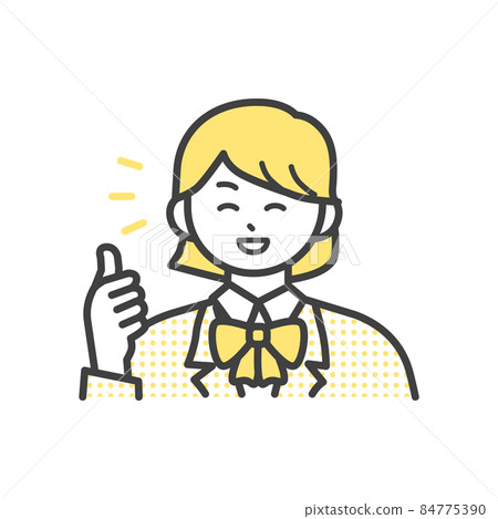 Illustration material of a girl in uniform who thumbs up with a smile Illustration material of a girl in uniform who thumbs up with a smile 84775390