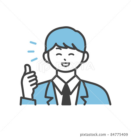 微笑著豎起大拇指的男孩插畫素材 84775409