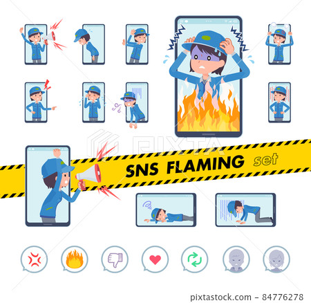 一組關於 SNS 燃燒的女送貨員 84776278