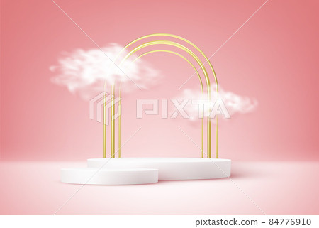 Product display podium decorated with realistic cloud on pastel background Product display podium decorated with realistic cloud on pastel background 84776910