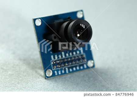 Electronic components. Small video camera for embedding on electronic projects. Close up. Electronic components. Small video camera for embedding on electronic projects. Close up. 84776946