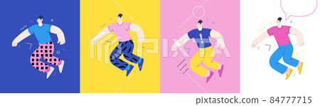 Happiness - happy people jumping in the air cheerfully Happiness - happy people jumping in the air cheerfully 84777715