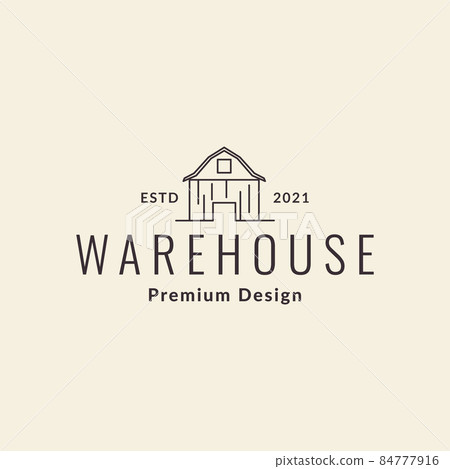 simple line hipster warehouse logo symbol icon vector graphic design illustration idea creative 84777916