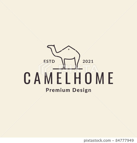 camel with home line vintage logo symbol icon vector graphic design illustration idea creative 84777949
