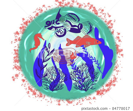 Marine life Ocean wildlife Underwater world background Marine life Ocean wildlife Underwater world background 84778017
