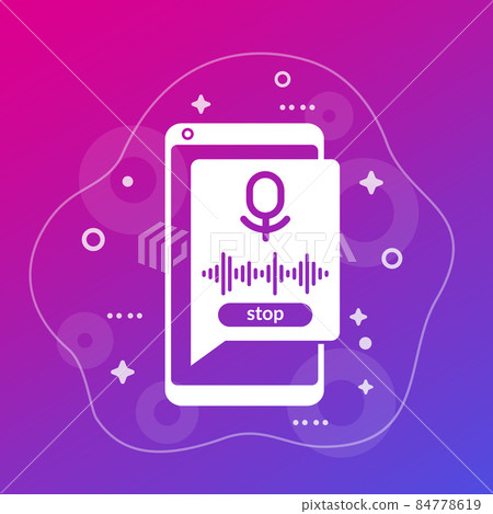 Audio recording in smart phone vector icon Audio recording in smart phone vector icon 84778619