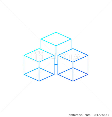 3d cube line icon on white, vector 3d cube line icon on white, vector 84778647