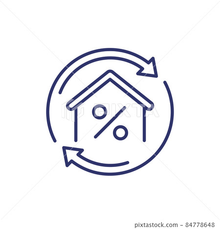 mortgage refinance line icon on white 84778648