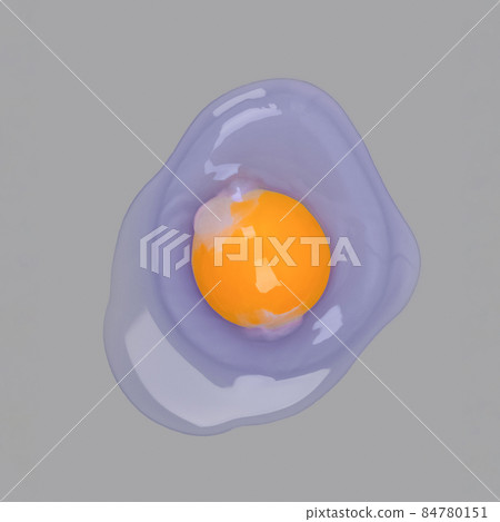 Color of the year 2022 and 2021 concept. Fresh organic chicken egg with yolk in trendy lilac color on gray background, selective focus. World egg day. Color of the year 2022 and 2021 concept. Fresh organic chicken egg with yolk in trendy lilac color on gray background, selective focus. World egg day. 84780151