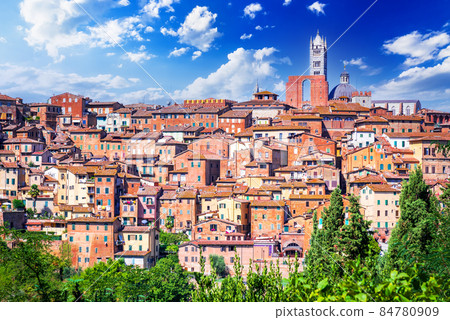 Siena, Tuscany, Italy - Torre del Mangia and the Dome Siena, Tuscany, Italy - Torre del Mangia and the Dome 84780909