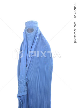 Woman in Blue Burqa from Afghanistan Isolated on White Woman in Blue Burqa from Afghanistan Isolated on White 84782058