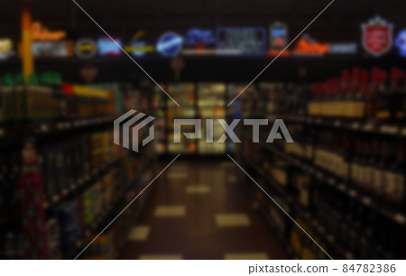 Blur Background Inside Beer, Liquor and Wine Store Blur Background Inside Beer, Liquor and Wine Store 84782386