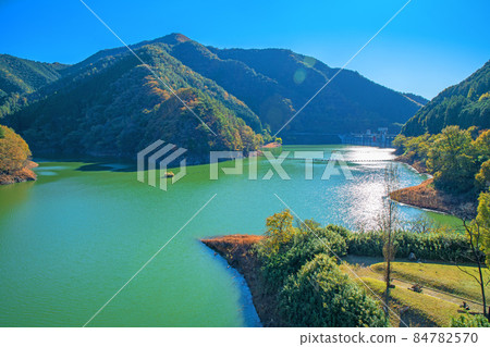 Kiryu River Dam, Lake Umeda, View from Umeda Ohashi, Autumn leaves season, Autumn scenery Kiryu River Dam, Lake Umeda, View from Umeda Ohashi, Autumn leaves season, Autumn scenery 84782570
