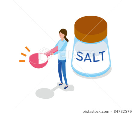 Isometric illustration of a reduced salt image of a woman with reduced salt Isometric illustration of a reduced salt image of a woman with reduced salt 84782579