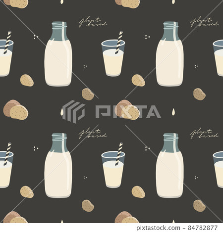 Vegan plant based potato milk seamless parretn. 84782877