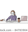 Illustration of a woman relaxing while using a computer 84783904