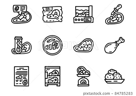 Butcher store line vector doodle simple icon set Butcher store line vector doodle simple icon set 84785283