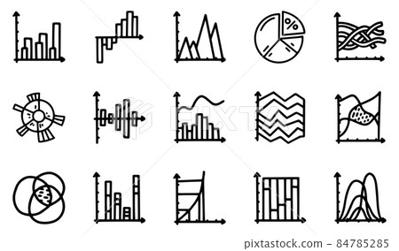 Chart and graph line vector doodle simple icon set 84785285