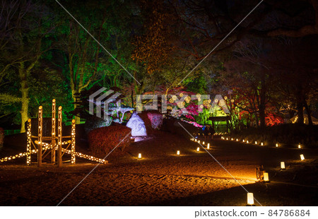 秋夜熊本城與秋葉和細川監獄燈火通明和熊本城城堡節 84786884