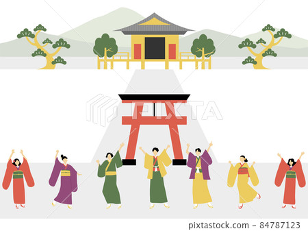 穿著和服神社的年輕人 84787123