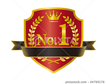 第一冠桂冠絲帶盾徽矢量圖 84789178