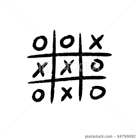 Hand drawn tic tac toe game. X-O children game. Play a tictactoe draw. Vector illustration in doodle style on white background 84790092