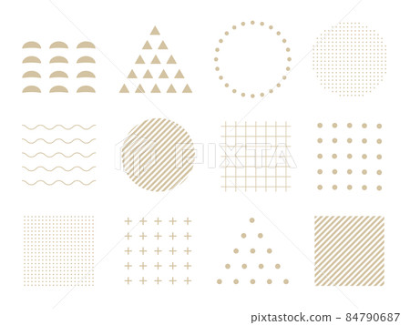 單點插圖集設計。圓形、三角形、長方形、幾何圖案、日式圖案擺件、背景材料。 84790687