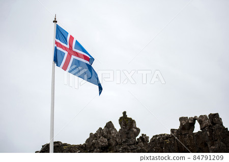 Flag of Iceland blowing in the wind Flag of Iceland blowing in the wind 84791209
