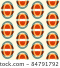 Mid-century bright retro pattern of abstract rainbows 84791792