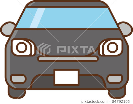 從前面緊湊型汽車看到的黑色客車 84792105