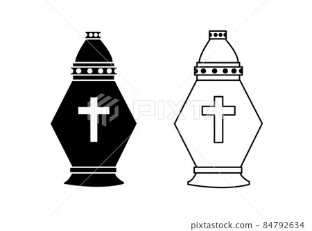 cemetery candle, All Saints' Day lantern- vector illustration. 84792634