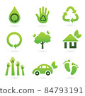 Set of green eco icons, symbols. 84793191