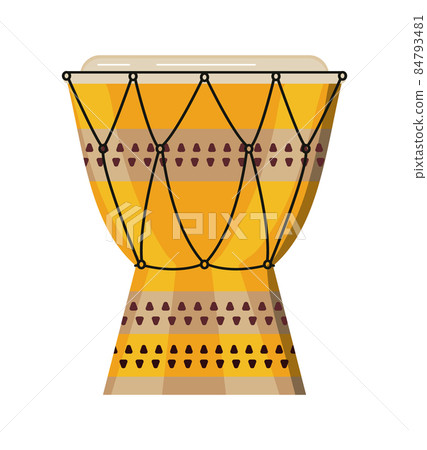 African wooden drum vector isolated on white background. Voodoo rituals in African tribes 84793481
