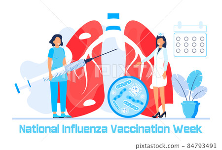 National Influenza Vaccination Week banner vector. Event is observed in December. Time to get flu vaccine illustration. National Influenza Vaccination Week banner vector. Event is observed in December. Time to get flu vaccine illustration. 84793491