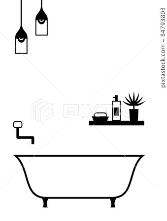 Bathroom monochrome illustration - Stock Illustration [84793803] - PIXTA
