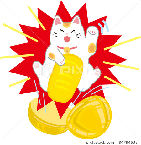 Maneki Neko jumping out of a golden capsule Maneki Neko jumping out of a golden capsule 84794635