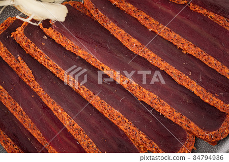 Sliced dry meat basturma appetizer Sliced dry meat basturma appetizer 84794986