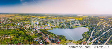Braslav, Braslaw District, Vitebsk Voblast, Belarus. Aerial View Of Town. Famous Lakes Braslav, Braslaw District, Vitebsk Voblast, Belarus. Aerial View Of Town. Famous Lakes 84795093