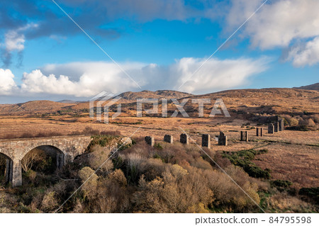 Aerial view of the Owencarrow Railway Viaduct by Creeslough in County Donegal - Ireland 84795598