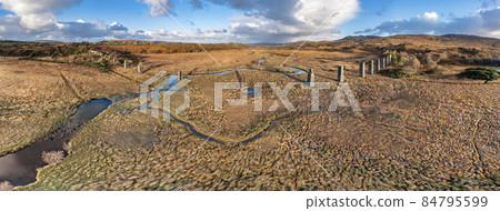 Aerial view of the Owencarrow Railway Viaduct by Creeslough in County Donegal - Ireland 84795599