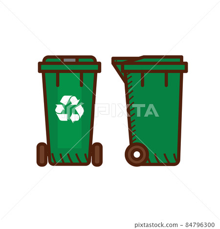 Green recycle garbage bin. Trash can isolated 84796300