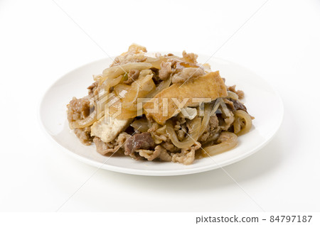 炒牛肉玫瑰和炸豆腐 84797187