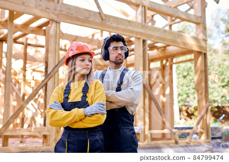confident constructor engineers in New residential construction home framing. confident constructor engineers in New residential construction home framing. 84799474
